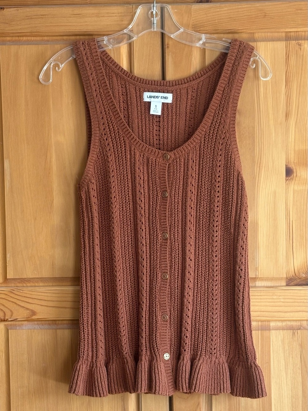 Lands' End Women's Rust Knit Button-Front Tank